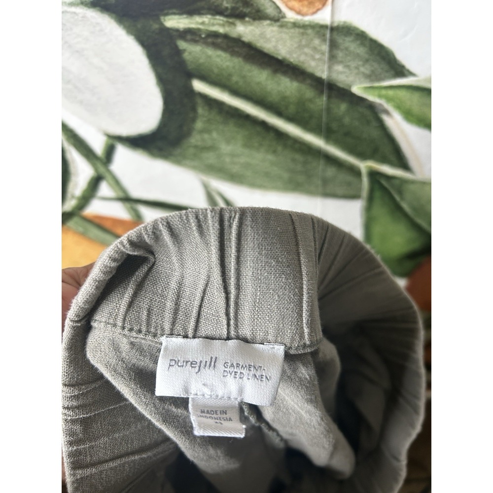 Pure Jill J Jill XS Garment Dyed Linen Pull on Straight Pants Gray Casual Career - Picture 2 of 6